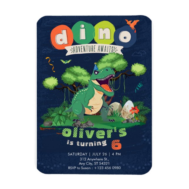Imán Invitación de cumpleaños número 6 de la aventura d (Vertical)