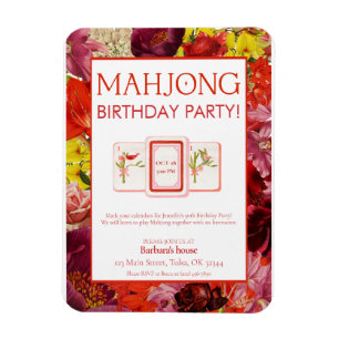 Imán Invitación de cumpleaños para fiesta de Mahjong, f