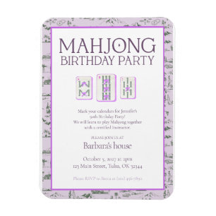Imán Invitación de cumpleaños para fiesta de Mahjong, t