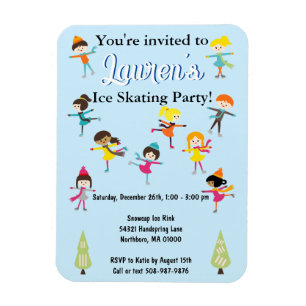 Imán Invitación de cumpleaños para fiesta de patinaje s