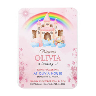 Imán Invitación de Cumpleaños para Fiesta del Castillo