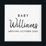 Imán Invitación de embarazo moderna<br><div class="desc">Moderno imán minimalista personalizado de invitación de embarazo. Que sus amigos y familiares sepan que esperan con este elegante diseño mínimo.</div>
