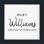 Imán Invitación de embarazo moderna<br><div class="desc">Moderno imán minimalista personalizado de invitación de embarazo. Que sus amigos y familiares sepan que esperan con este elegante diseño mínimo.</div>