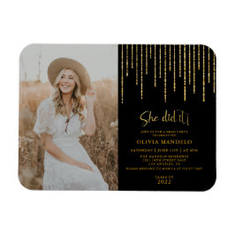 Imán Invitación de Foto de Fiesta de Graduación con Bri