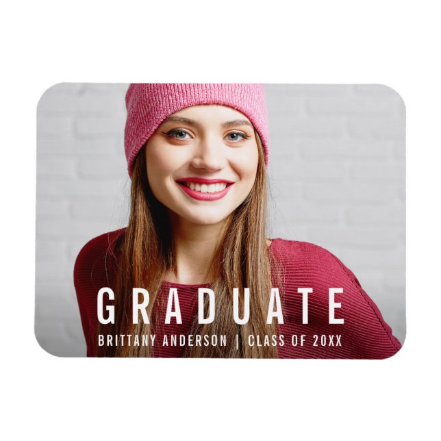 Imán Invitación de fotografía moderna de graduación W (Horizontal)