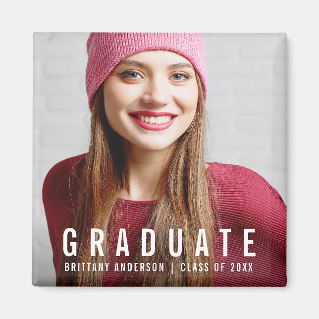 Imán Invitación de fotografía moderna de graduación W (Frente)
