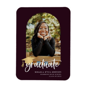 Imán Invitación de fotos de graduación de guiones lúdic