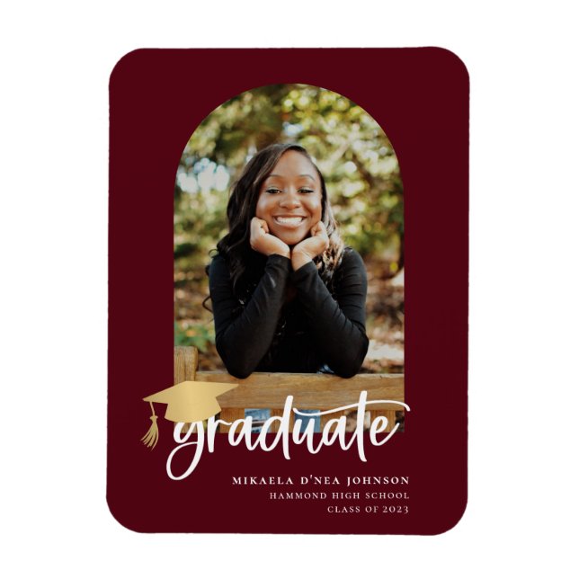 Imán Invitación de fotos de graduación de guiones lúdic (Vertical)
