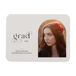 Imán Invitación de Grad 2023 con fotografía gris arco m