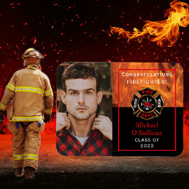 Imán Invitación de graduación de bomberos