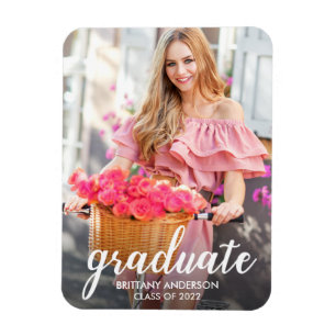 Imán Invitación de graduación de caligrafía de Bonito m