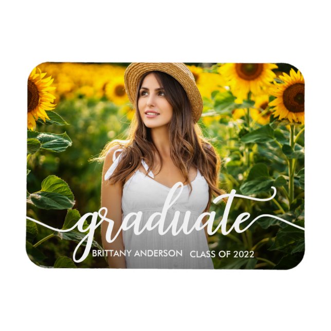 Imán Invitación de graduación de caligrafía de moda (Horizontal)