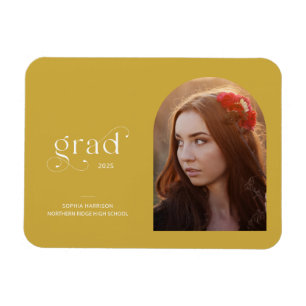 Imán Invitación de graduación de color amarillo con arc