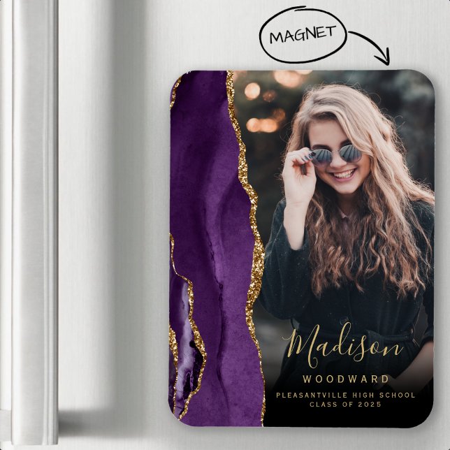Imán invitación de Graduación de Foto de Agate Morado 2 (Subido por el creador)