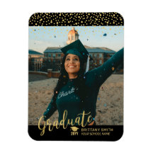 Invitación de Graduación de Foto de Confetti Gold