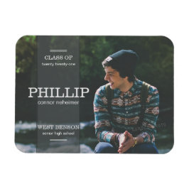 Imán Invitación de Graduación de Foto Gris en Banner