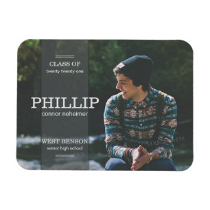 Imán Invitación de Graduación de Foto Gris en Banner