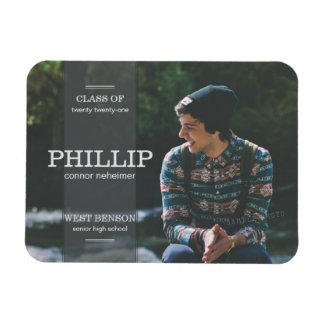 Imán Invitación de Graduación de Foto Gris en Banner