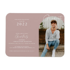Imán Invitación de graduación de foto minimalista rosa