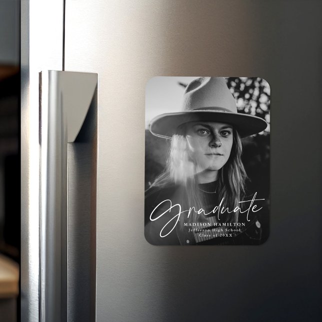 Imán Invitación De Graduación De Guión Elegante (Subido por el creador)