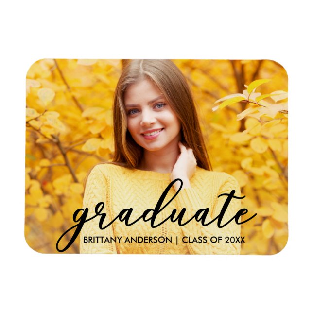 Imán Invitación de Graduación de Guión Moderno Foto B (Horizontal)