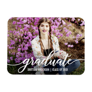 Imán Invitación De Graduación De Guión Moderno Foto Wt