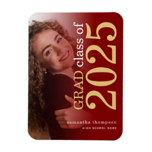 Imán Invitación de graduación de Maroon Gold 2025