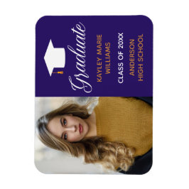 Imán Invitación de graduación de Purple Graduate Photo 