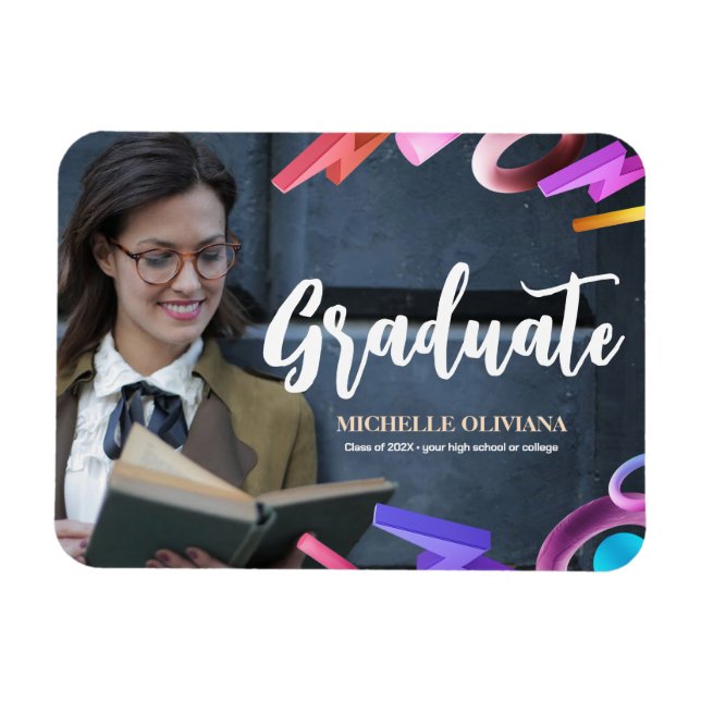 Imán Invitación de graduación elegante personalizada (Horizontal)