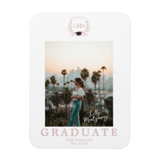 Imán Invitación de graduación fotográfica Coquette Mono