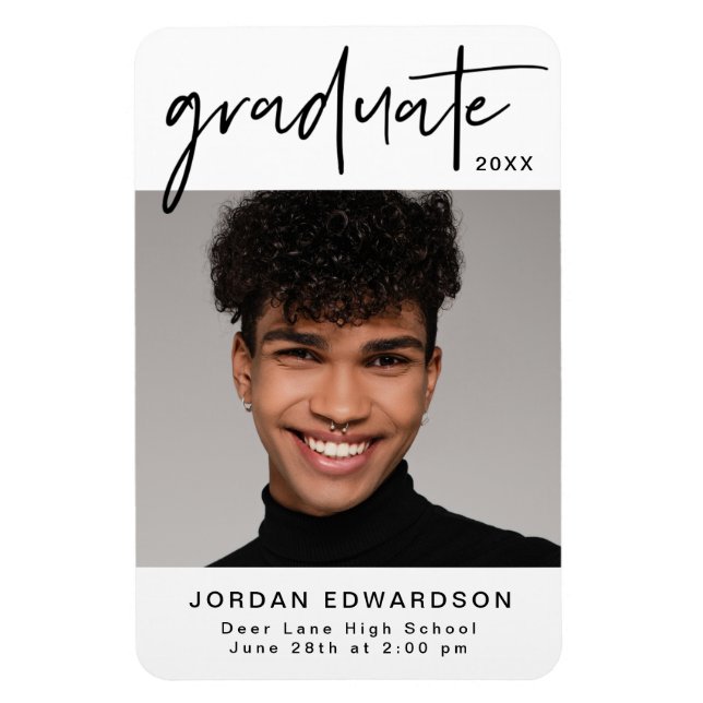 Imán Invitación de graduación fotográfica de tipografía (Vertical)
