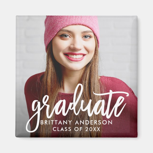 Imán Invitación de graduación moderna con guión de pinc (Frente)