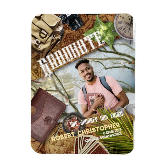 Imán Invitación de graduación personalizada de aventure (Vertical)