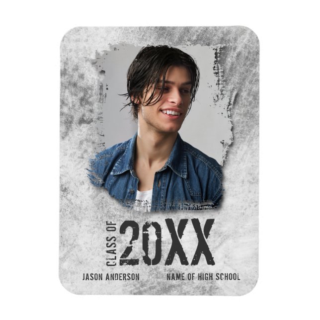 Imán Invitación de graduados de fotografía de Grunge Mo (Vertical)