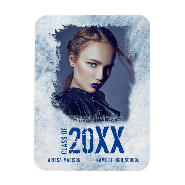 Imán Invitación de Grunge Grunge Fotográfica Azul Grad  (Vertical)