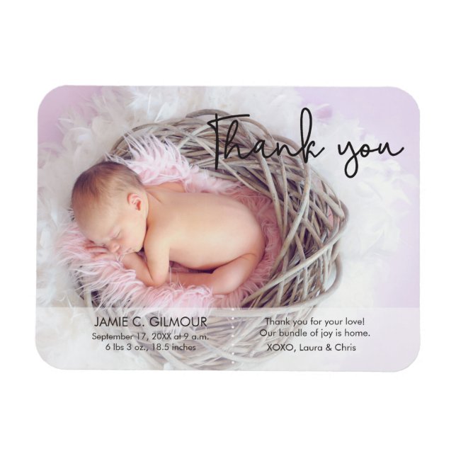 Imán Invitación de llegada de bebé gracias a los niños (Horizontal)