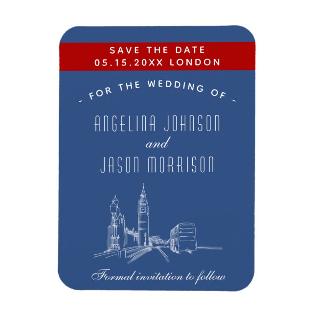 Imán Invitación de Londres para guardar la fecha de la  (Vertical)