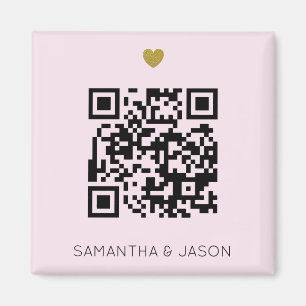 Imán Invitación de matrimonio de código QR rosa de Rubo