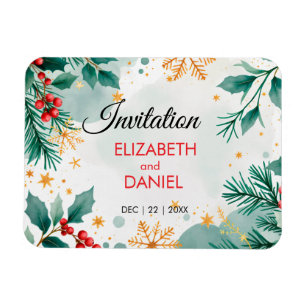 Imán Invitación de matrimonio para Navidades de acuarel
