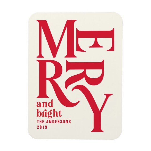 Imán Invitación de navidad alegre de color rojo (Vertical)