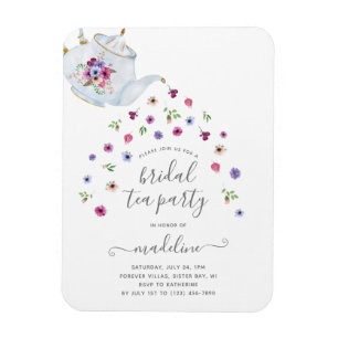 Imán Invitación de té de boda floral de tetera