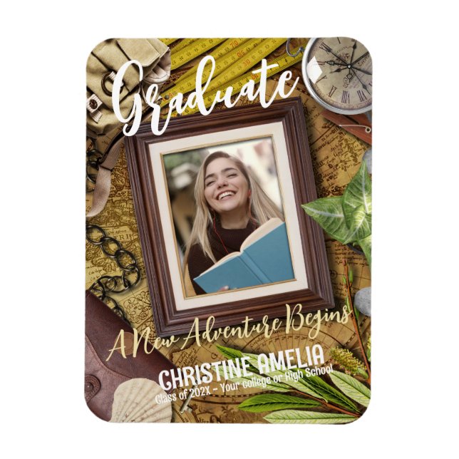 Imán Invitación de tema de aventura vintage personaliza (Vertical)