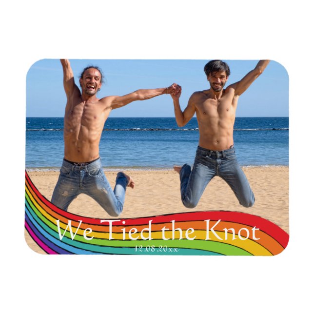 Imán Invitación del Boda de fotos del mismo género en e (Horizontal)