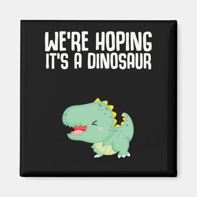 Imán Invitación del embarazo de dinosaurios Chiste de D (Frente)