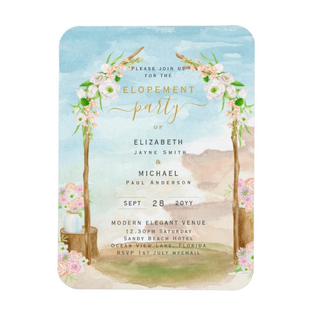 Imán Invitación del Fiesta de Elopement Costero MAGNETI (Vertical)