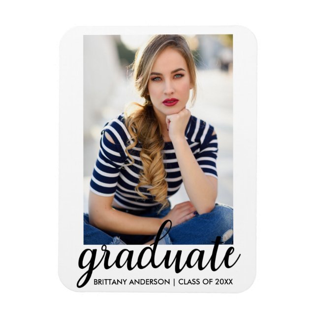 Imán Invitación fotográfica de graduación de moda de mo (Vertical)