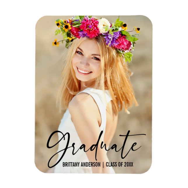 Imán Invitación fotográfica de graduación de tinta de p (Vertical)