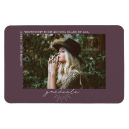 Imán Invitación fotográfica de graduación púrpura de Li
