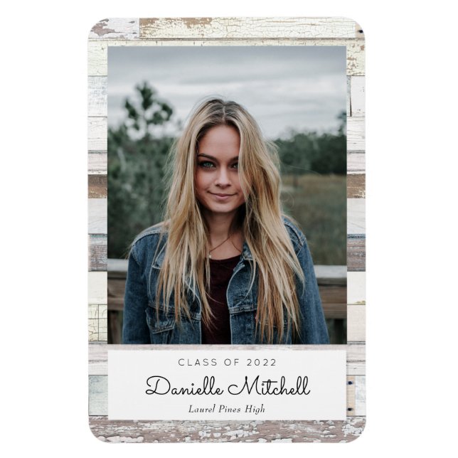 Imán Invitación fotográfica de madera con problemas (Vertical)