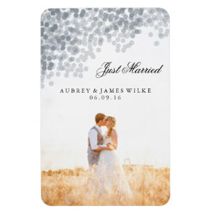 Imán Invitación matrimonial Silver Shimmer Light Shower